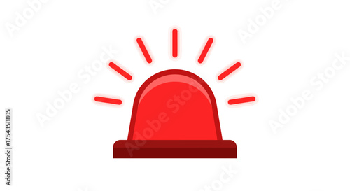 Cartoon Red Emergency Flasher with Light Rays Illustration.