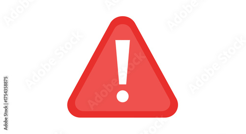 Red Warning Sign with Exclamation Point Alert Symbol.