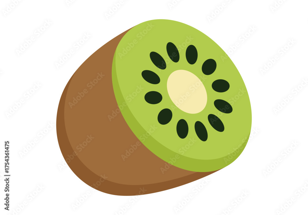 Obraz premium Kiwi Fruit Flat Colored Icon Set Round Tropical Fruit Design for Healthy Organic Lifestyle Graphics
