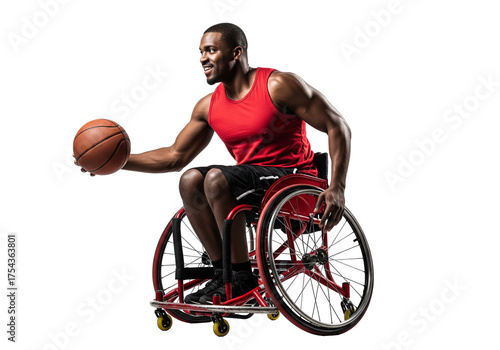 Wheelchair Basketball Player Dribbling the Ball