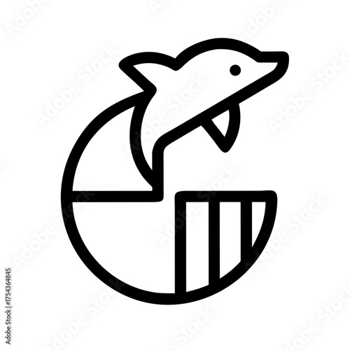 A dolphin jumping through a hoop with stripes