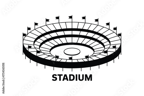 Modern Stadium Silhouette Vector Illustration