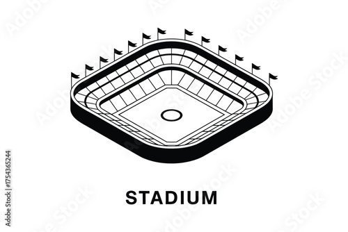 Modern Stadium Silhouette Vector Illustration