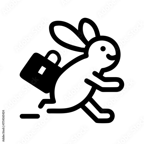 Rabbit with briefcase running in vector art