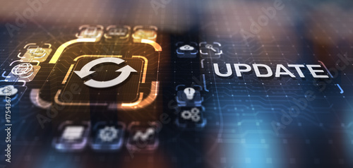 Update System Upgrade Software version technology concept on virtual screen.