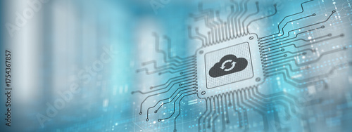 Foto Cloud Enabling Scalable Solutions Illustrated on a Processor.