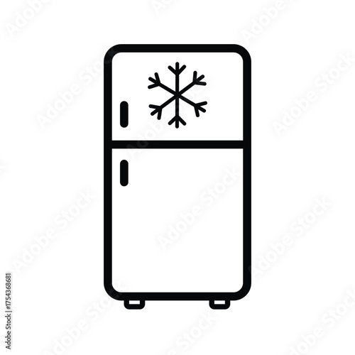 Refrigerator Freezer with Snowflake Icon in Black Outline Style for Food Storage Appliances and Cold Temperature Illustration Isolated on Transparent Background