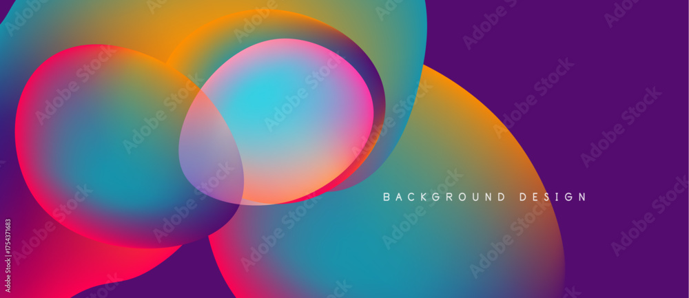 Fototapeta premium Abstract colorful overlapping circles create vibrant background. Gradient hues blend smoothly, offering modern visual appeal.