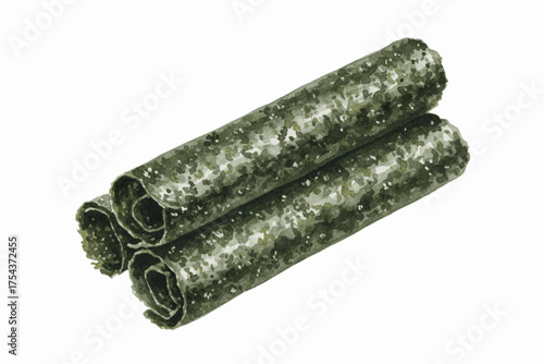 Seaweed Crisps Crispy seaweed rolls isolated watercolor vector illustration svg