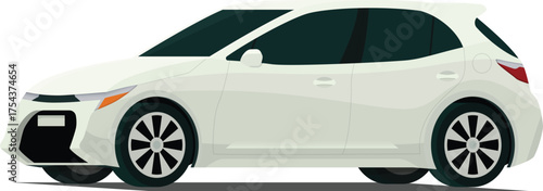 Modern sports hatchback angled front side view