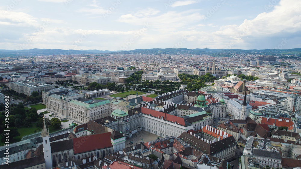 Fototapeta premium Aerial Cityscape of Vienna Austria with Famous Landmarks