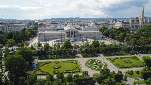 Aerial View of Austrian Parliament Building Vienna Austria