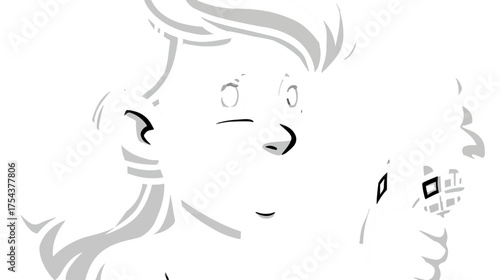 Young woman holding ice cream cone illustration