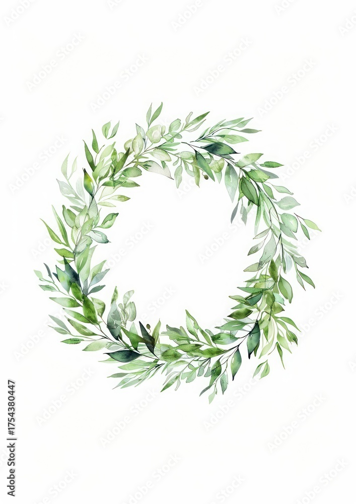 Naklejka premium Christmas wreath illustration watercolor art.