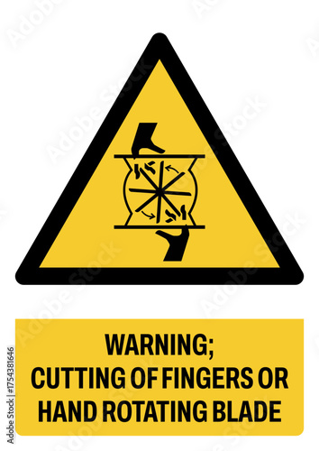 warning safety signs_cutting of fingers or hand rotating blade  