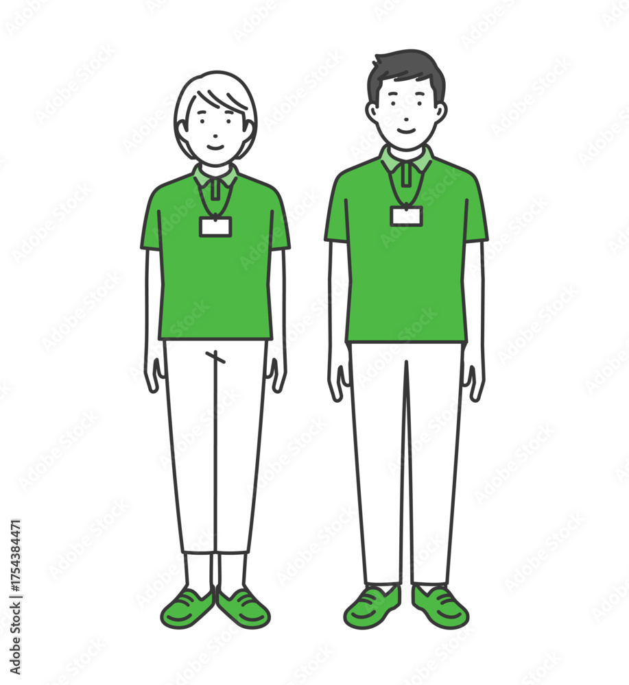 Fototapeta premium 等身大,スタッフ男女2