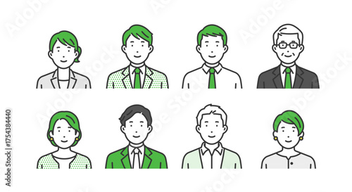 ビジネス男女アバターアイコンセット