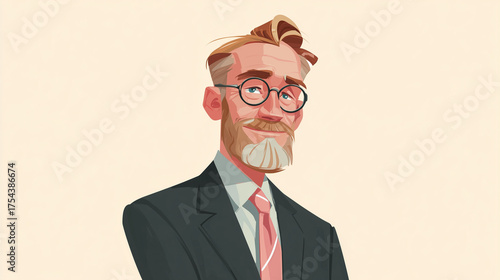 a businessman, unick Corporate profile picture. white background. illustration
