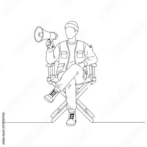 Experienced Filmmaker Line Art – Filmmaker Vector Outline with Clean Cinematic Design – Filmmaker Drawing – Vector of Filmmaker – Filmmaker Sketch