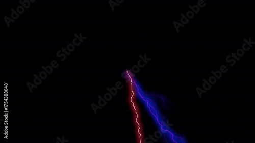  electric lightning animation  storm with glowing flashes abstract thunder energy animation with  black  background design in animated HD  video