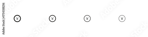Yen icon set in line style. symbol in outline style