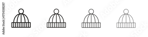Winter hat icon set in line style. symbol in outline style