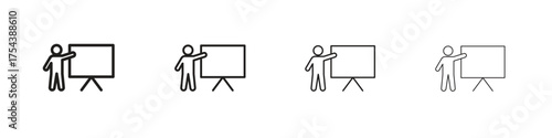 User chalkboard icon set in line style. symbol in outline style