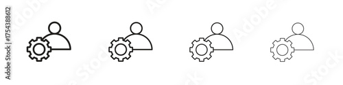 User gear icon set in line style. symbol in outline style
