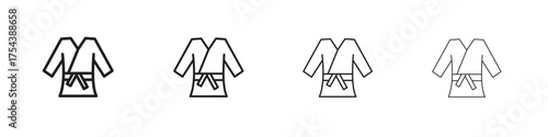 Uniform martial art icon set in line style. symbol in outline style