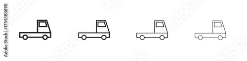 Truck container empty icon set in line style. symbol in outline style