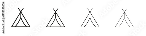 Tent icon set in line style. symbol in outline style
