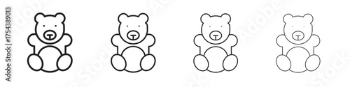 Teddy bear icon set in line style. symbol in outline style