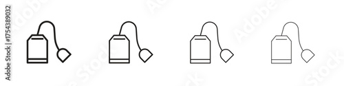 Tea bag icon set in line style. symbol in outline style