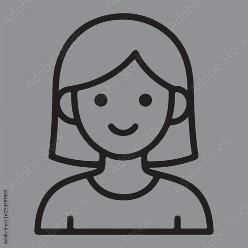 Simple line art icon of a smiling person