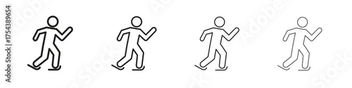 Skating icon set in line style. symbol in outline style