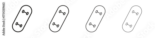 Skateboard icon set in line style. symbol in outline style