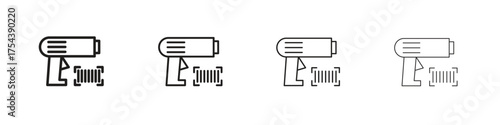Scanner gun icon set in line style. symbol in outline style