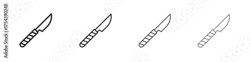 Photos Scalpel icon set in line style. symbol in outline style