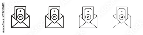 Salary icon set in line style. symbol in outline style