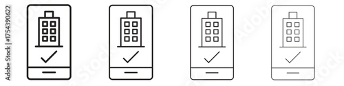 Reservation smartphone icon set in line style. symbol in outline style