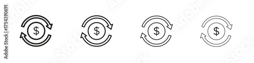 Refund icon set in line style. symbol in outline style