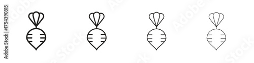 Radish icon set in line style. symbol in outline style