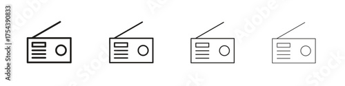 Radio icon set in line style. symbol in outline style