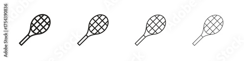 Racquet icon set in line style. symbol in outline style