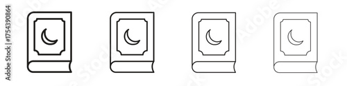 Quran book icon set in line style. symbol in outline style