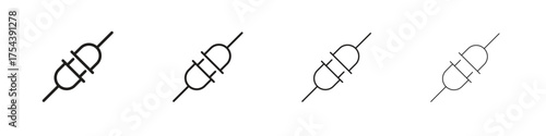 Plug connection icon set in line style. symbol in outline style