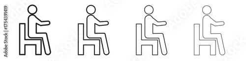 Person seat icon set in line style. symbol in outline style