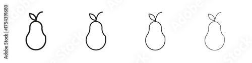 Pear icon set in line style. symbol in outline style