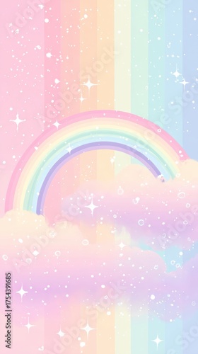 pastel rainbow sky with stars, a cute pastel background  wallpaper. 