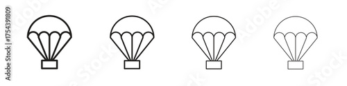 Parachute icon set in line style. symbol in outline style